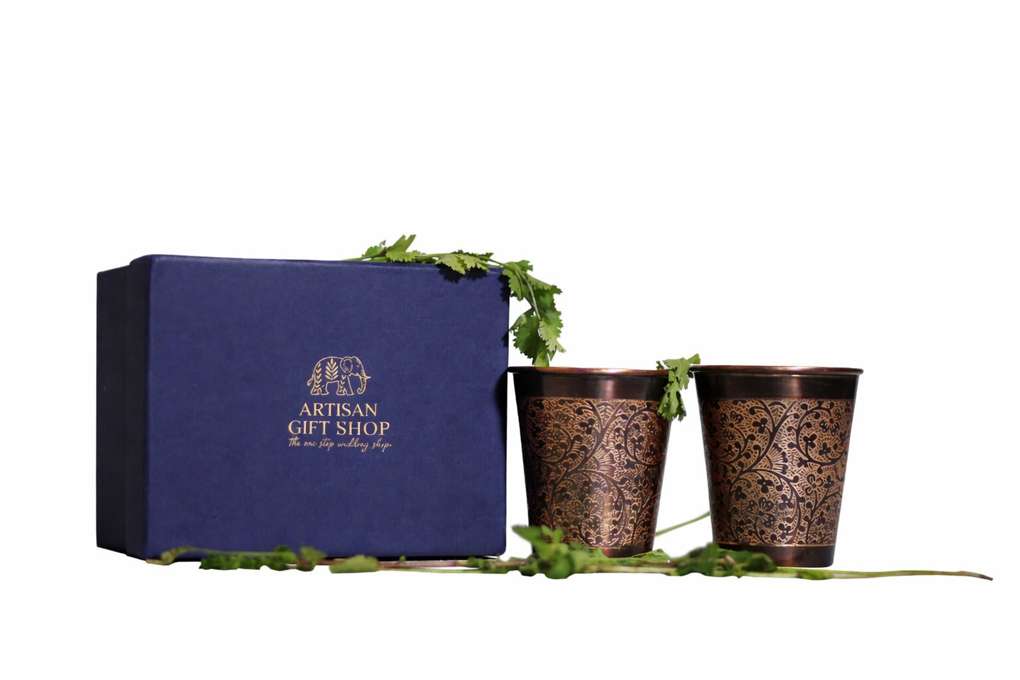 Pure Copper Tumblers – Set of 2 Engraved Drinking Cups