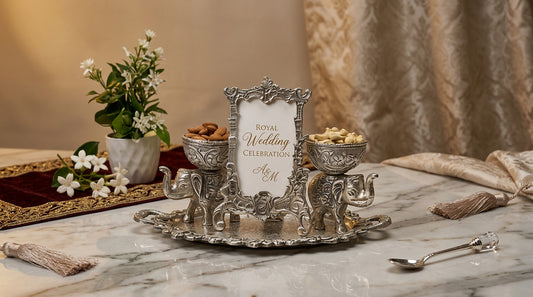 Luxury Silver Gift Tray Set for Wedding & Housewarming Gifts