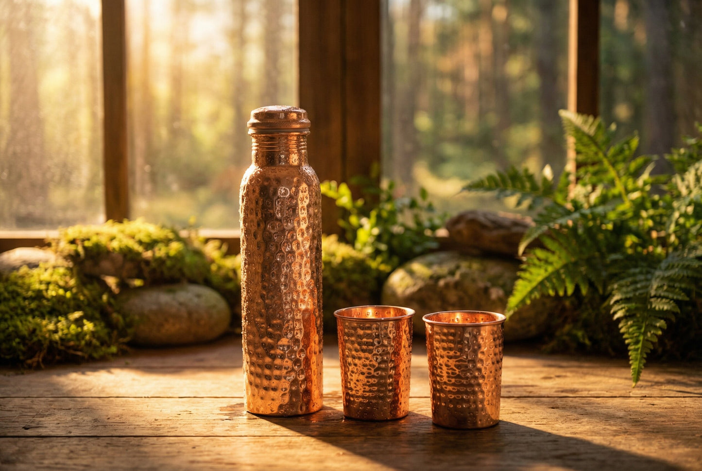 Artisan Copper Hydration Set – Bottle & 2 Tumblers
