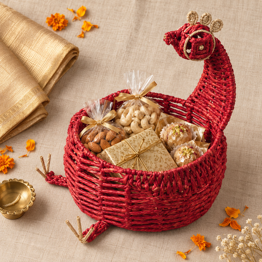 Peacock Rafia basket